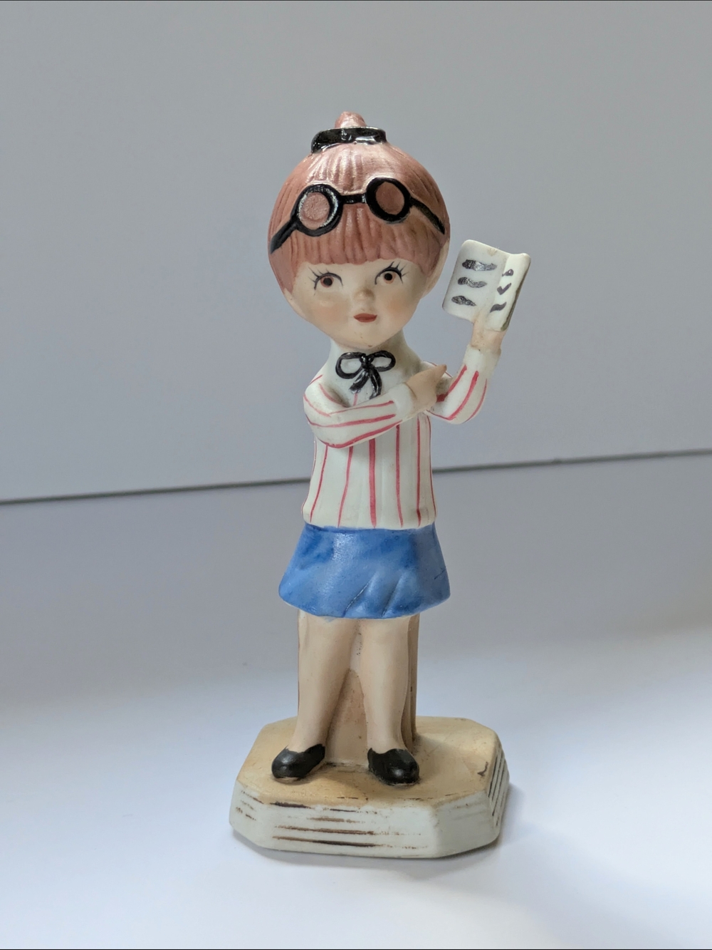 Vintage Moppets Teacher Girl Figurine Gorham Fran Mar Korea 5" Hand Painted